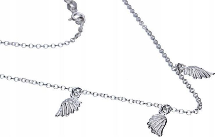 Stříbrný dámský náhrdelník 925 choker s křidélky 3,17 g s přívěskem, módní vzor