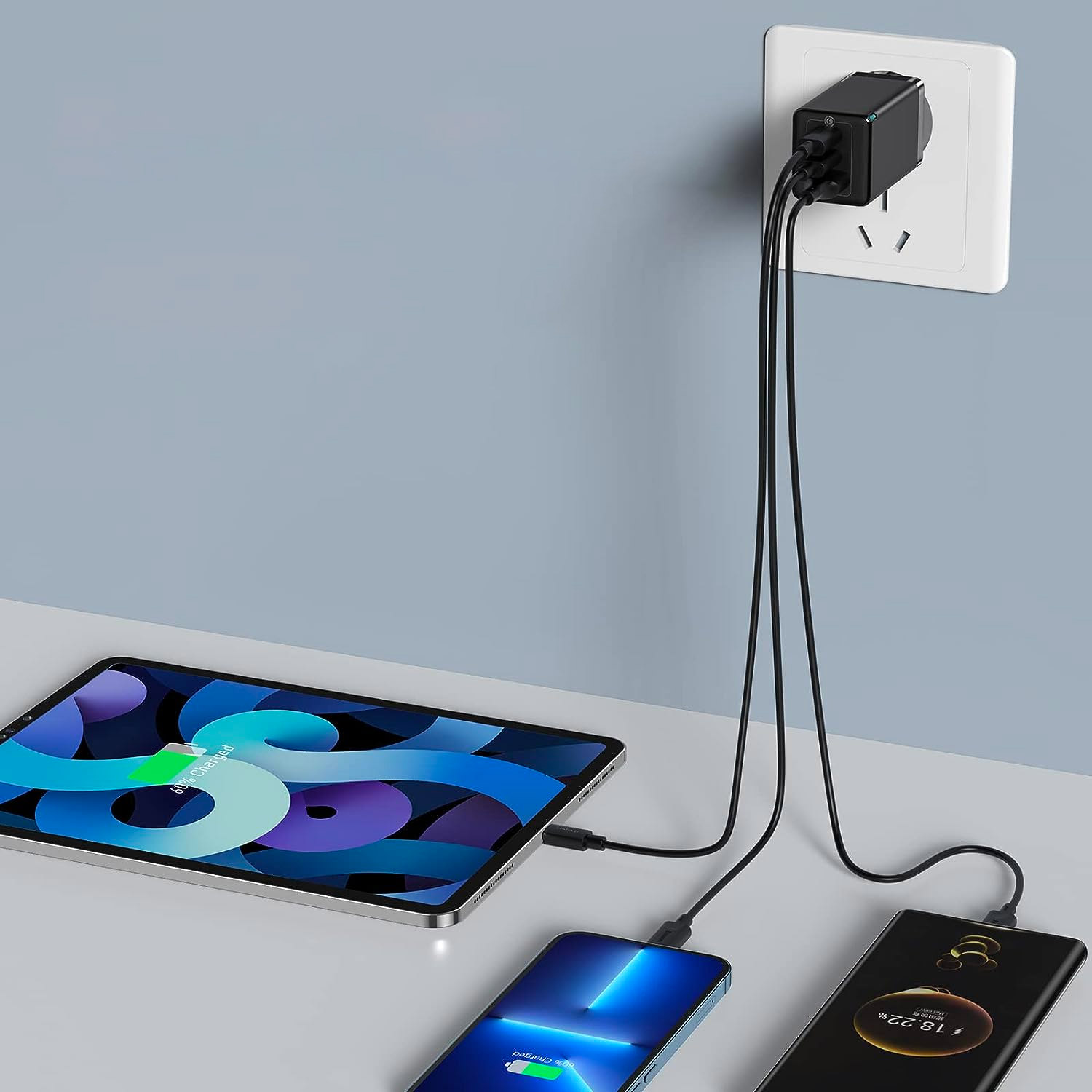 BASEUS SZYBKA ŁADOWARKA SIECIOWA USB USB-C 65W MOCNY ZASILACZ UNIWERSALNY Zgodność ze standardem Quick Charge 3.0