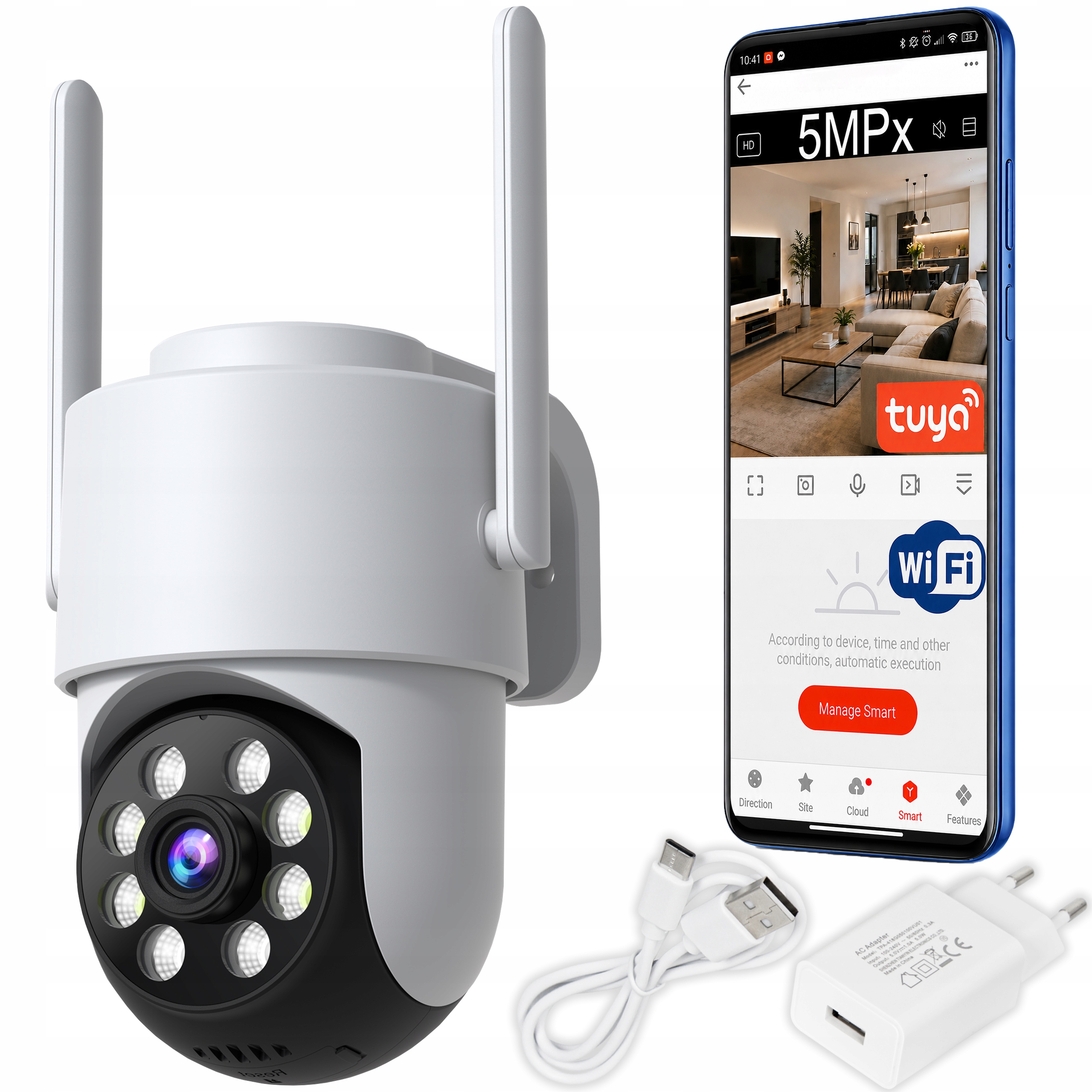 Kamera Wifi Ip Obrotowa Zewnętrzna Tuya Zoom Fullhd Smart Detekcja Wizjer
