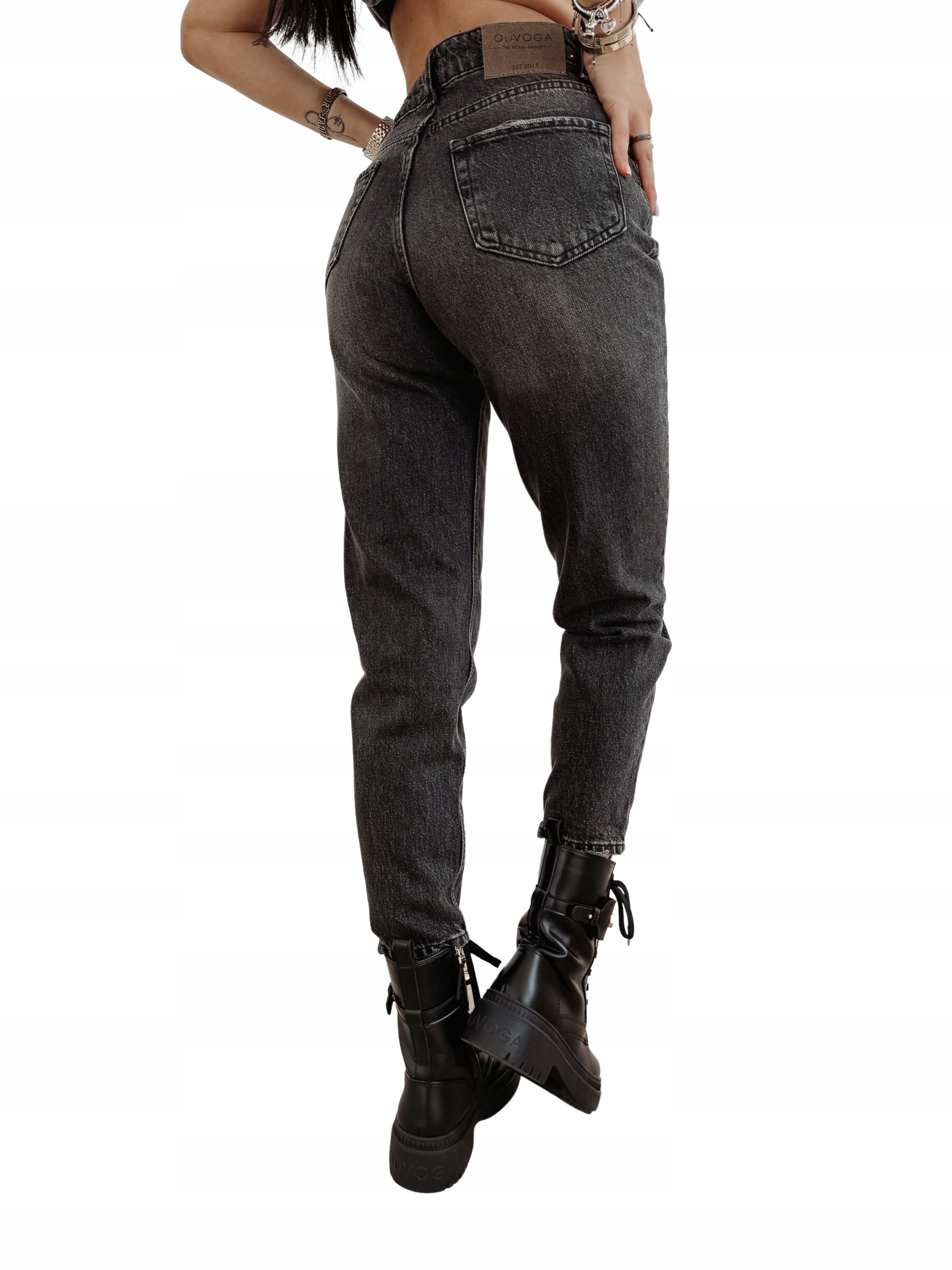 Džíny Noia OlaVoga Olv s vysokým pasem, tmavě šedé, velikost L