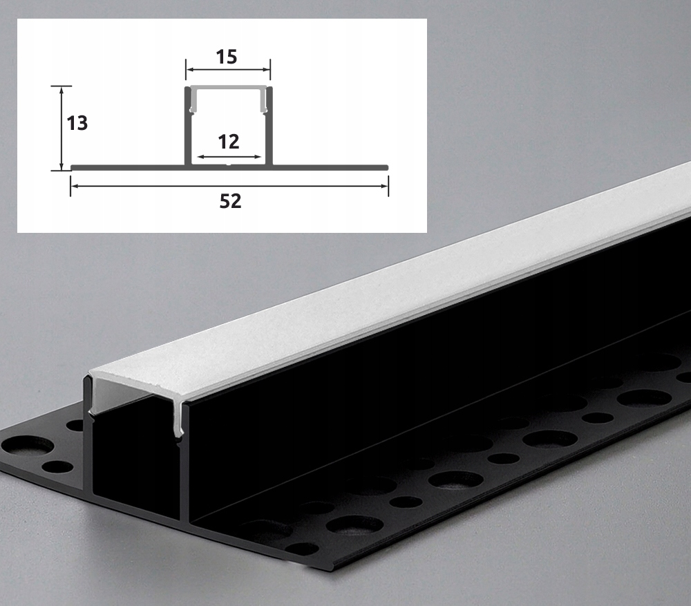 Profil LED aluminiowy do płyt GK gipsowych Natynkowy 2m regips szeroki Kod producenta 9466