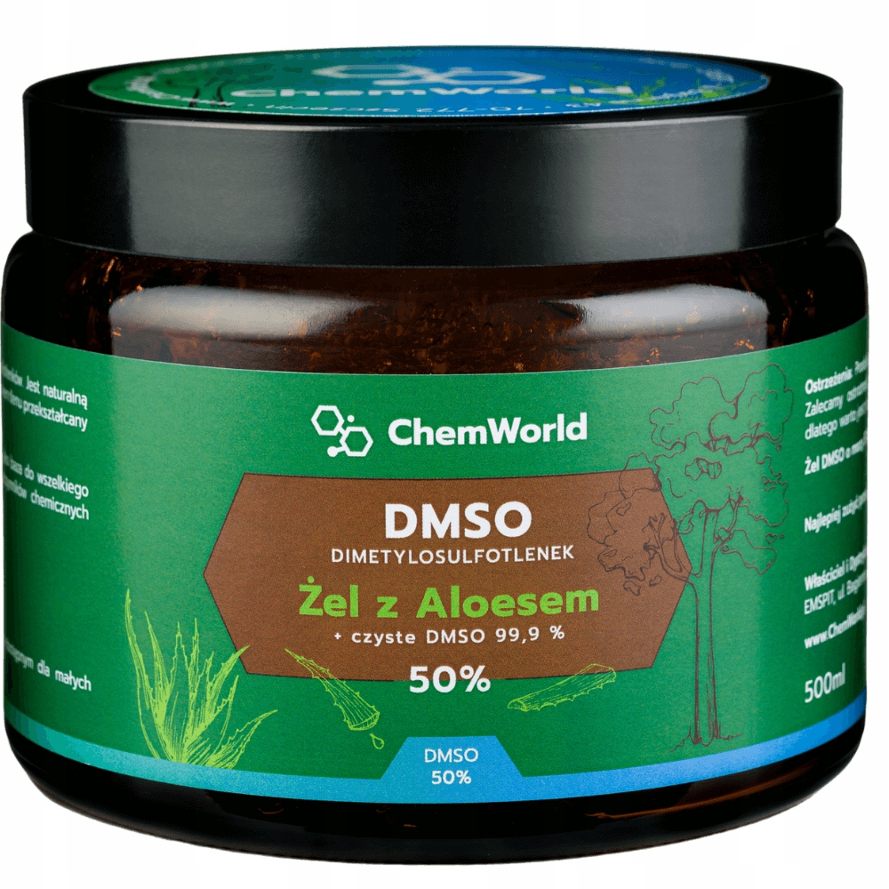 Organiczny związek Dmso 99,9% Żel z Aloesem o mocy 50% ChemWorld 500ml