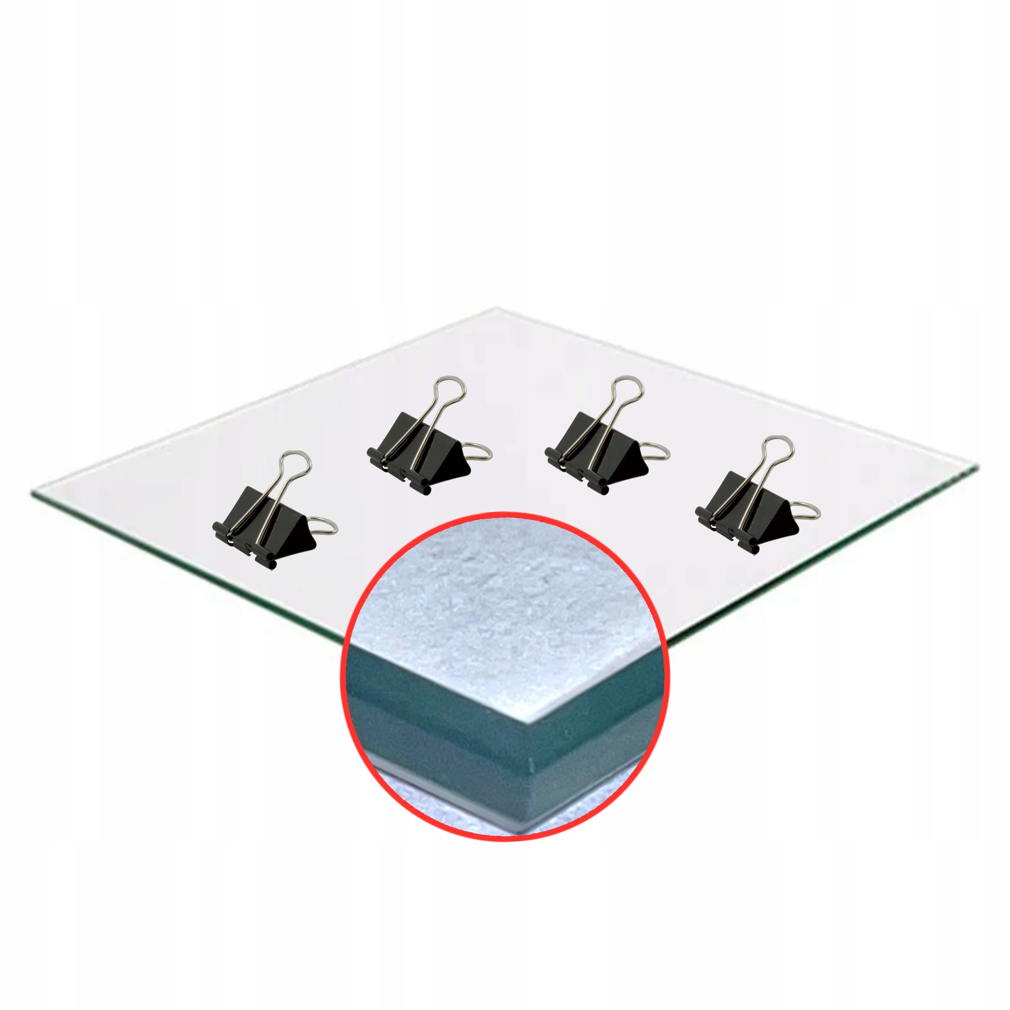SZYBA SZKŁO STÓŁ 4mm 235x235 Z KLIPSAMI ENDER 3