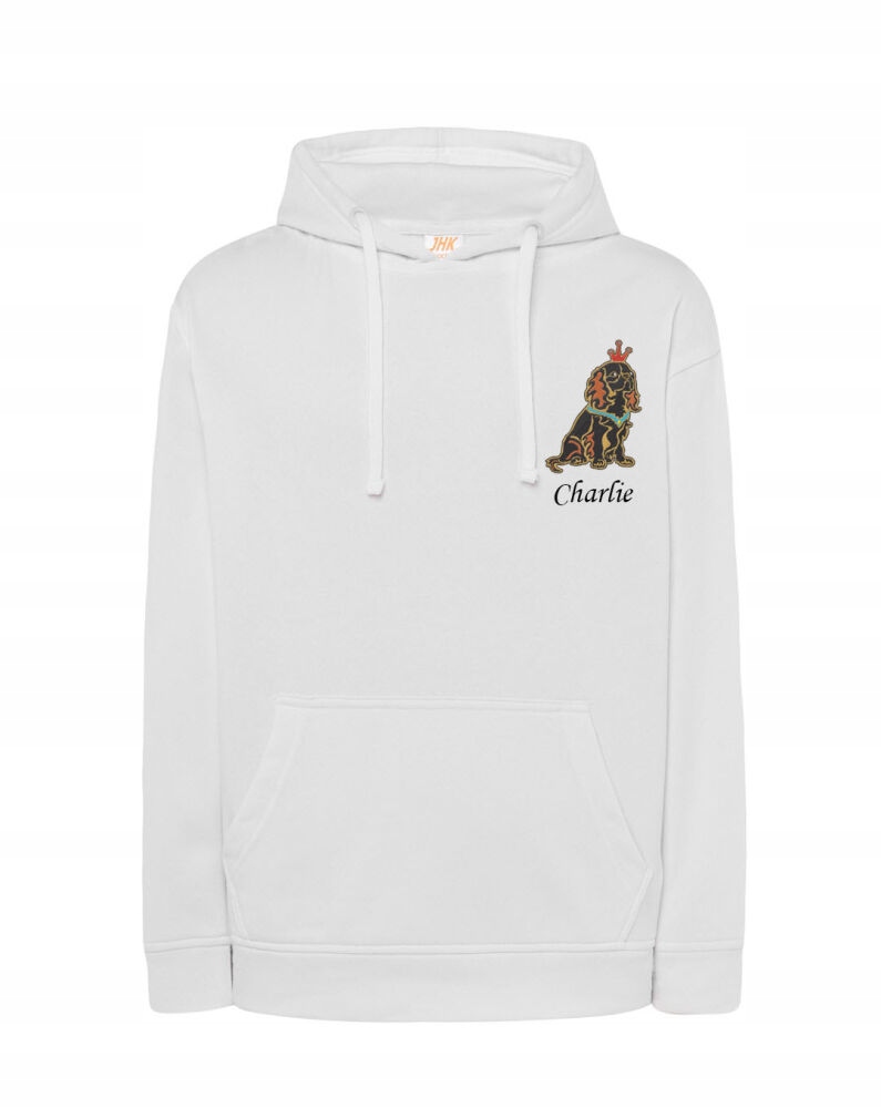 Mikina S Výšivkou Jména Psa Královského Španěla, Bílá, Velká, 3XL, Dárek