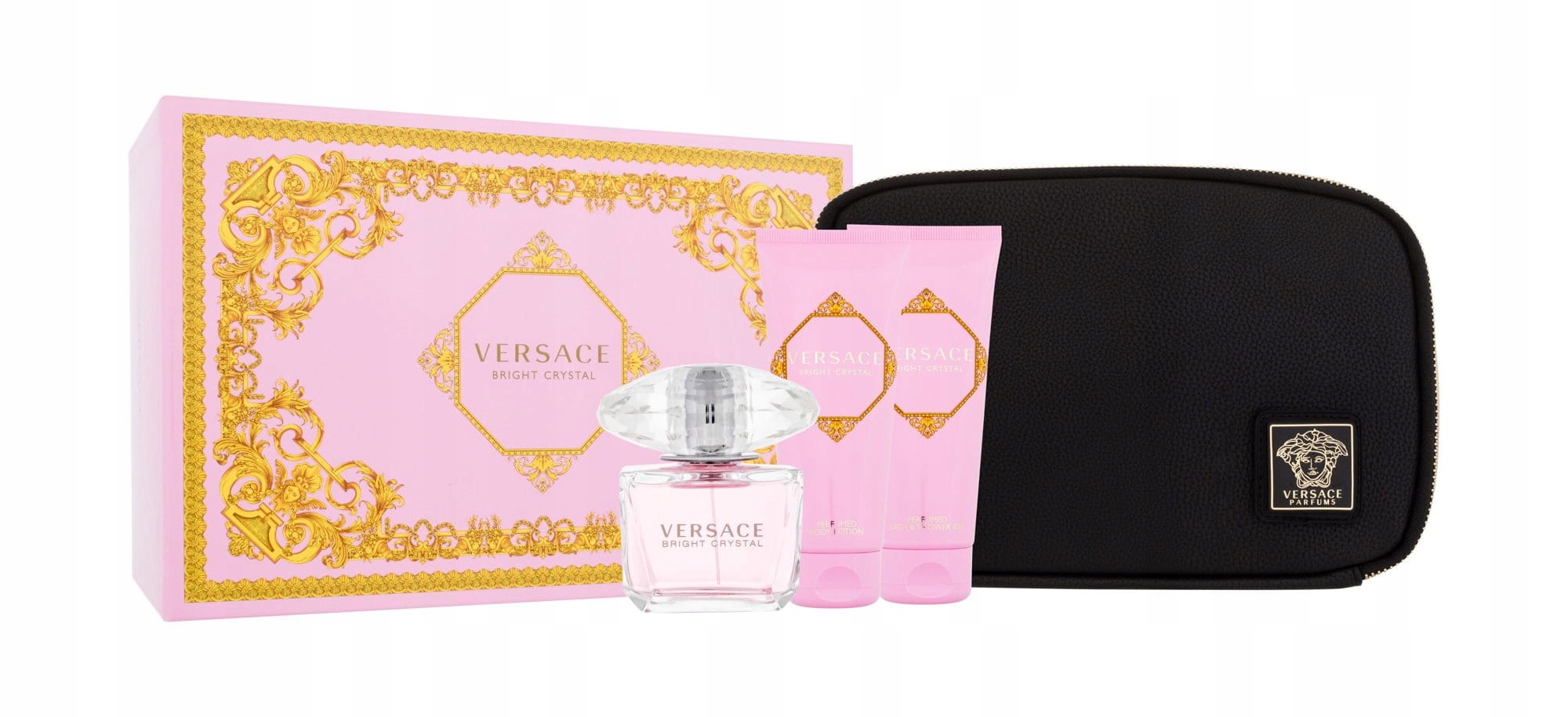 Versace Bright Crystal edt 90ml + Mleczko 100ml + Żel 100ml + Kosmetyczka