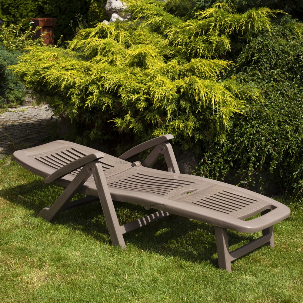 LEŻAK BASENOWY BEŻOWY ROZKŁADANY LEŻAKI OGRODOWE Styl nowoczesny