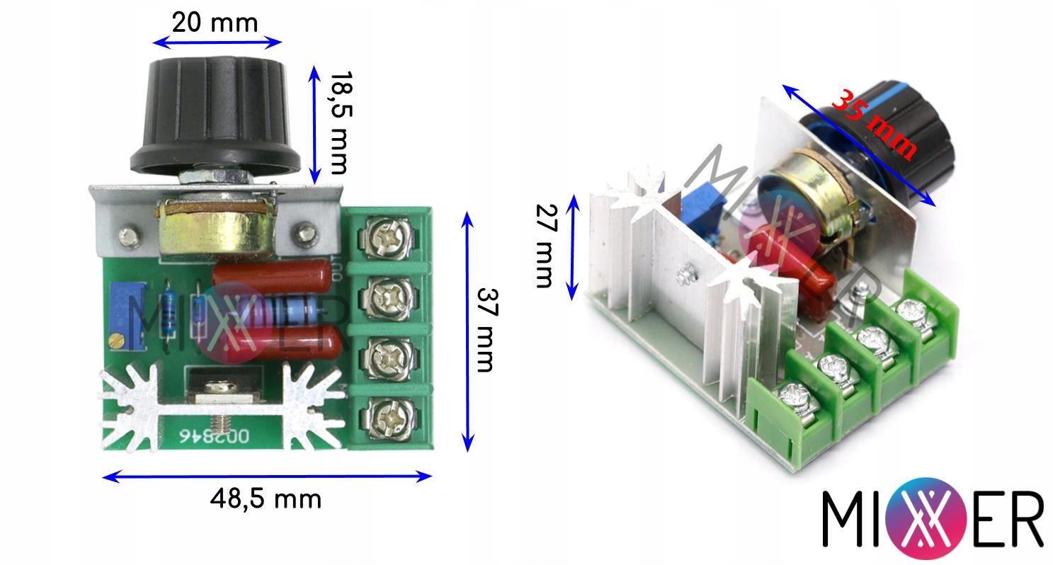 Moduł Regulator mocy, obrotów, napięcia 2000W 230V AC Producent Mixxer