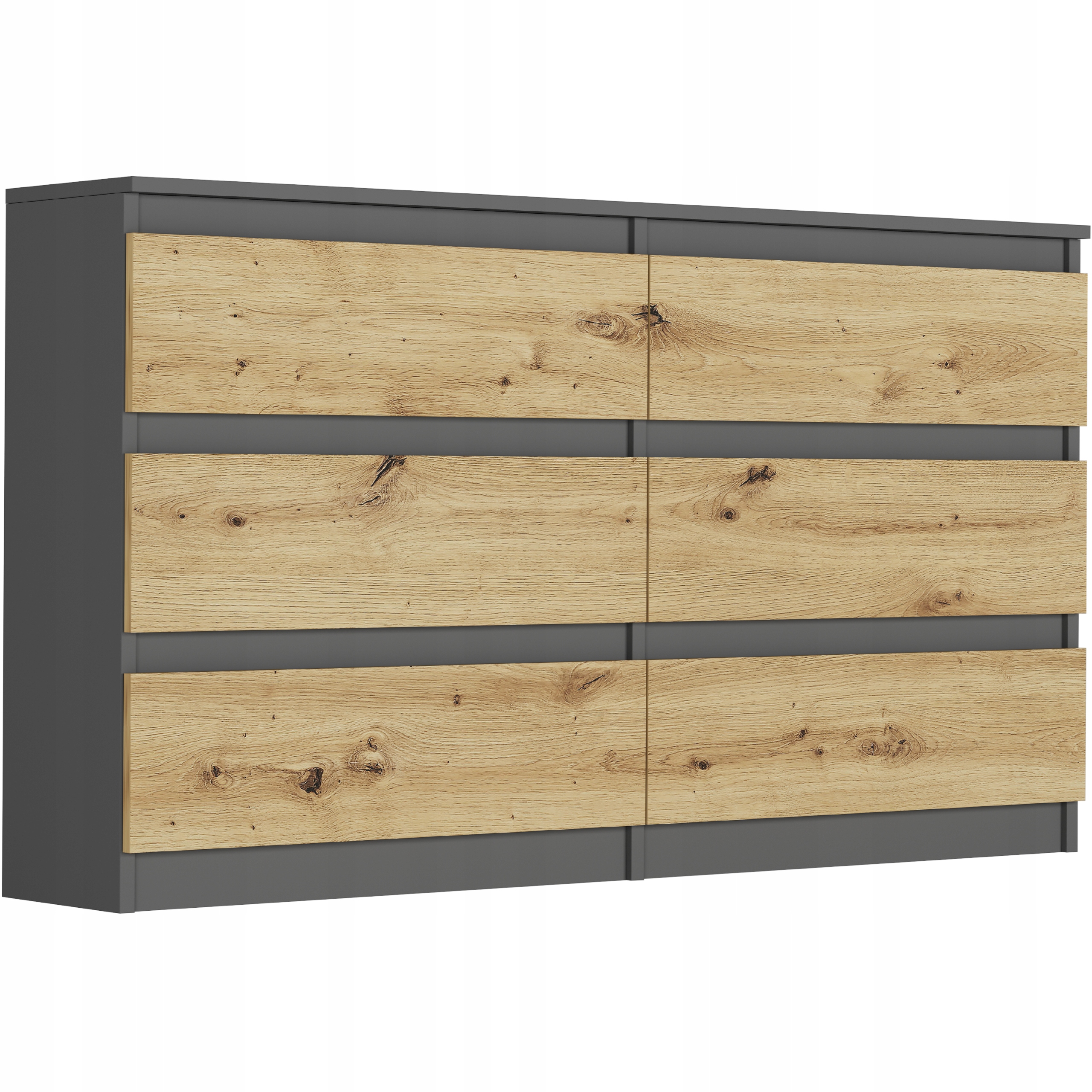 KOMODA 140 CM SZAFKA 6 SZUFLAD PRODUCENT PL R-140 ANTRACYT MIX ARTISAN