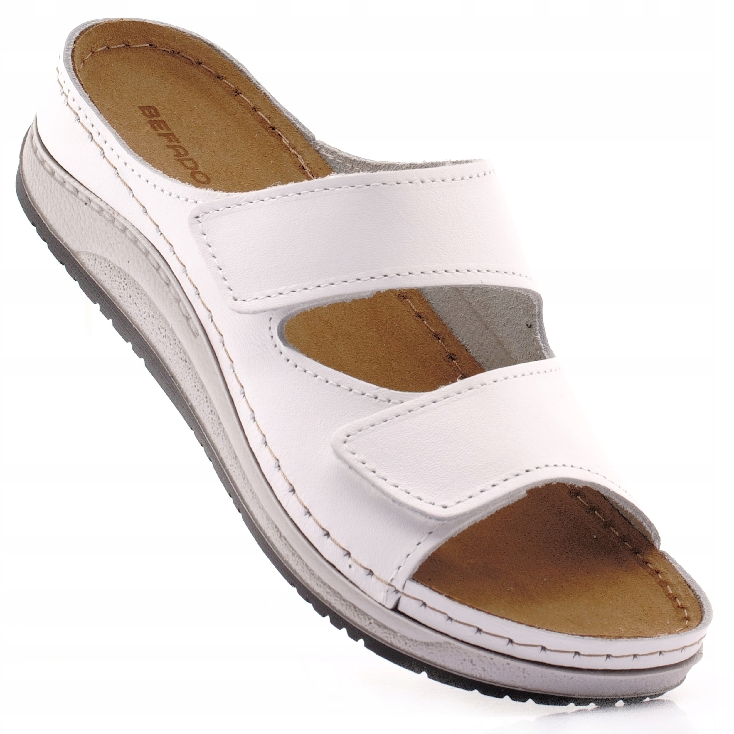 Befado Klapki Skórzane Damskie Buty Letnie Na Koturnie 158BD307 41