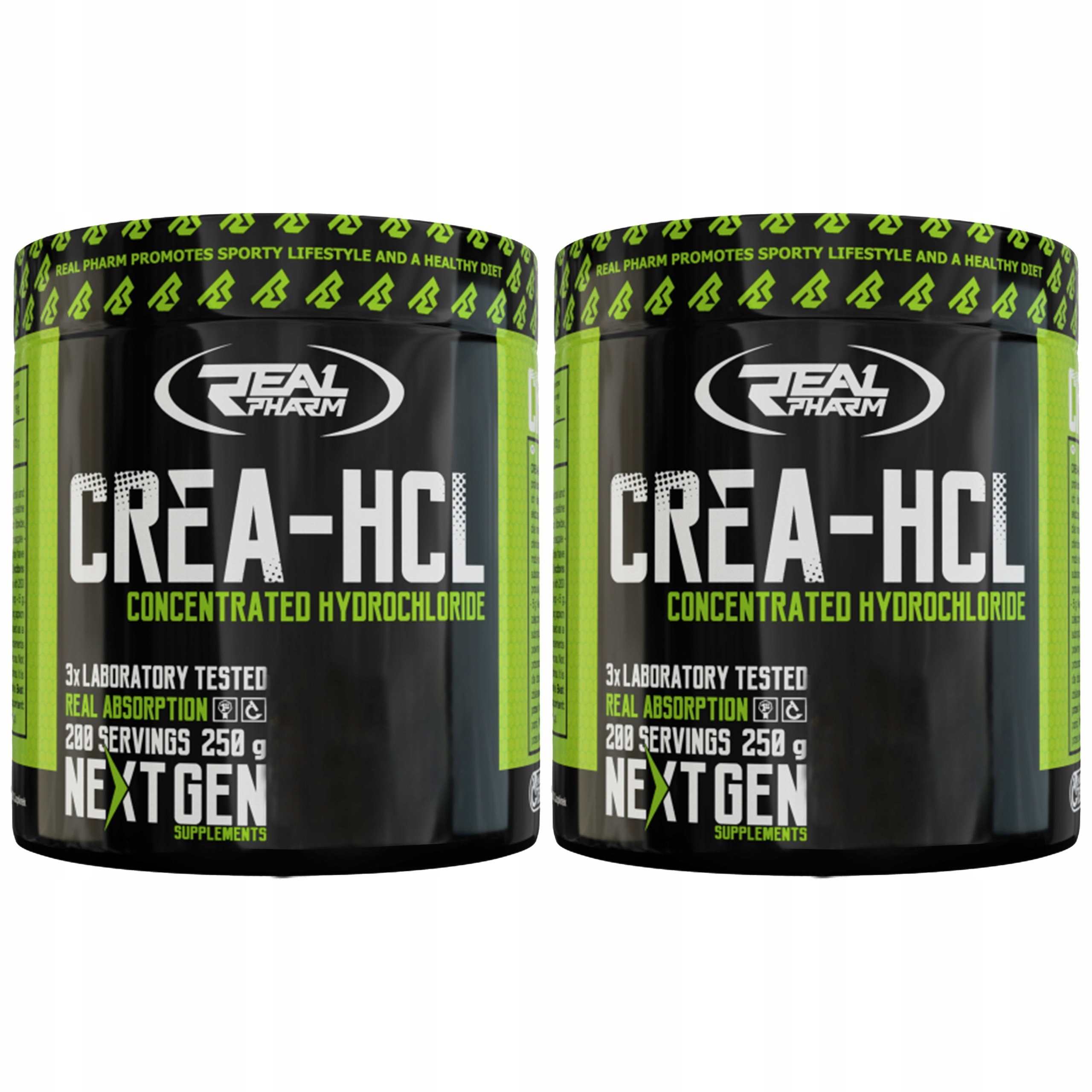 2x Real Pharm Crea-HCL 250g Kreatin Hcl Síla Pevnost Regenerace