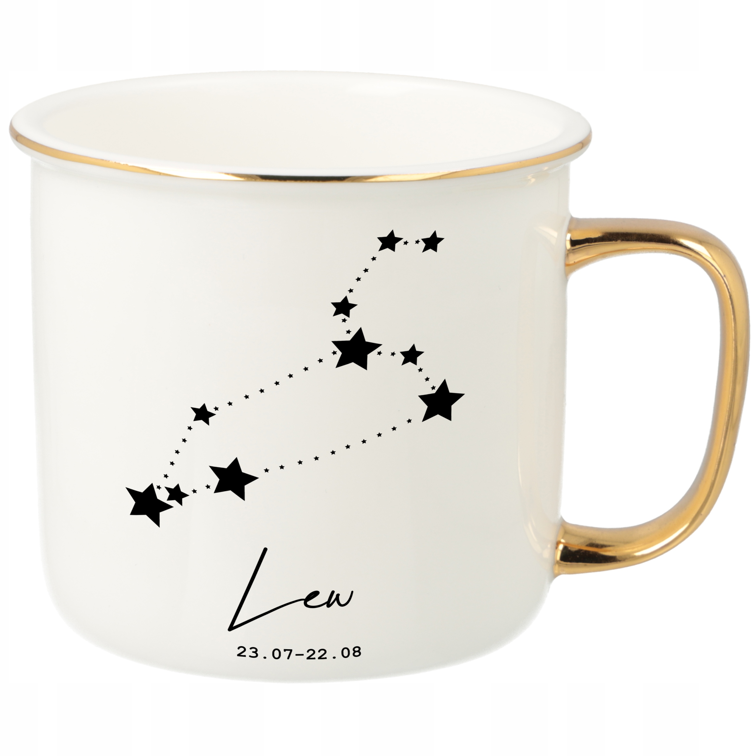 Hrnek Ucho Forma Zlatý Porcelánový Retro Dárek Pro Fanoušky Zodiaků Dvojčata Vz