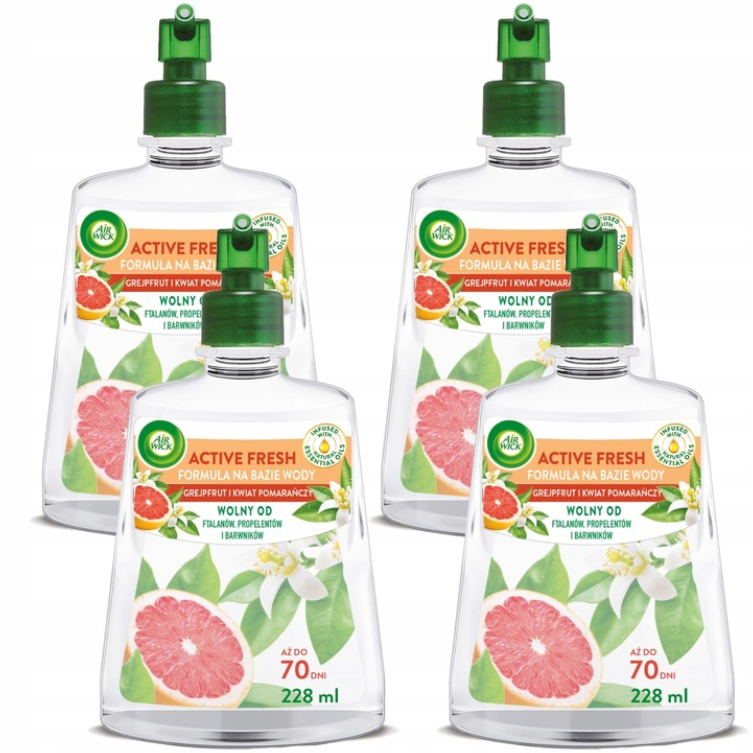 Air Wick Active Fresh Náplň Do Osvěžovače Grapefruitu Pomerančový Květ 4X228 ML
