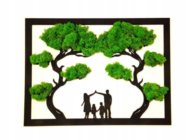 Nástenná dekorácia Bonsajský strom s rodinou s machom a chrobákom 66x49 cm Obraz