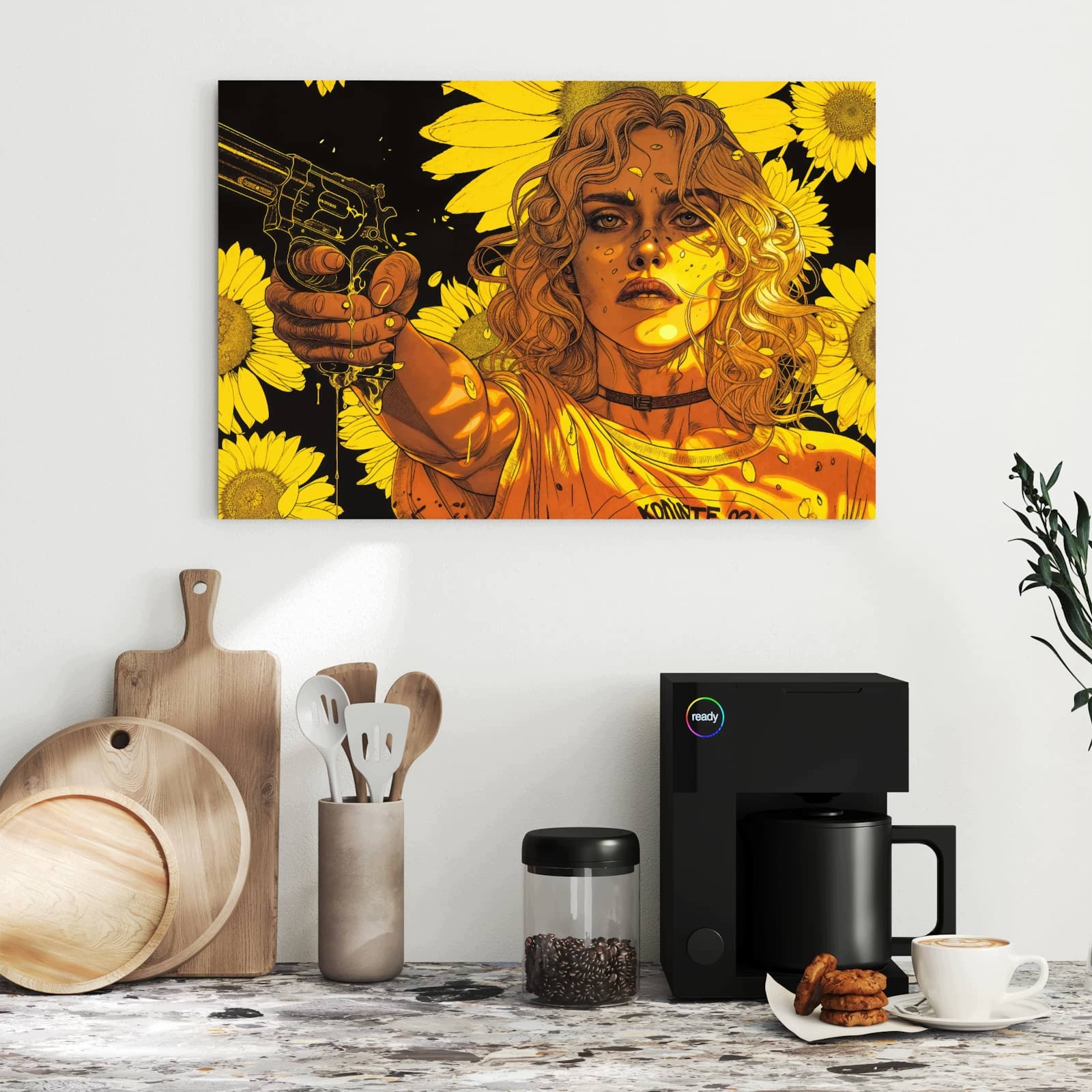 Magnetická tabule Dívka se slonecznikiem 60 × 40 cm
