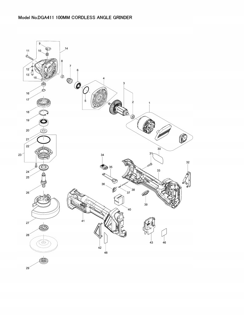 Makita obudowa/korpus silnika do szlifierki kątowej DGA511 183H82-6