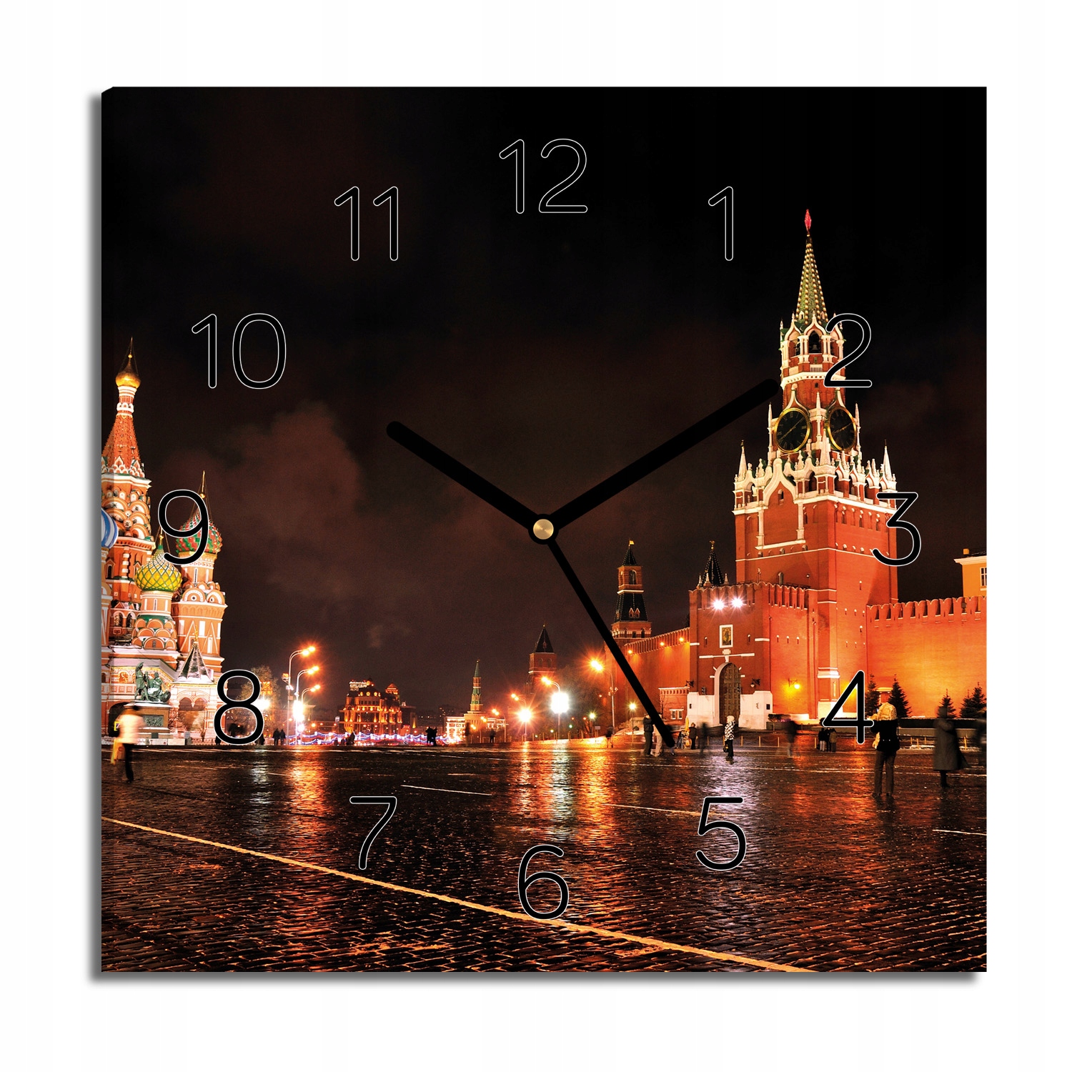 hodiny na plátně Moskva Kreml do jídelny 30x30