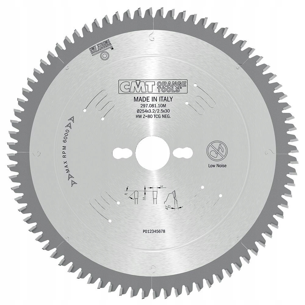Tarcza do cięcia laminatu i metali 254x30mm -5° z=80 Cmt