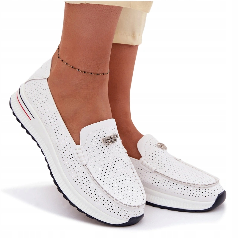 Mokasíny Dámské Polobotky Lehké Comfort Shoes Kožené Bílé 39