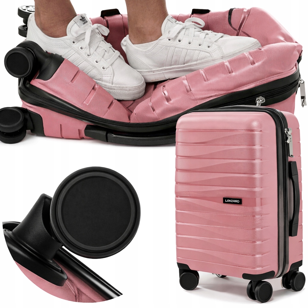 Duża Walizka XL Niezniszczalna Polipropylen Lekka Bagaż Tsa 91L Rose Gold