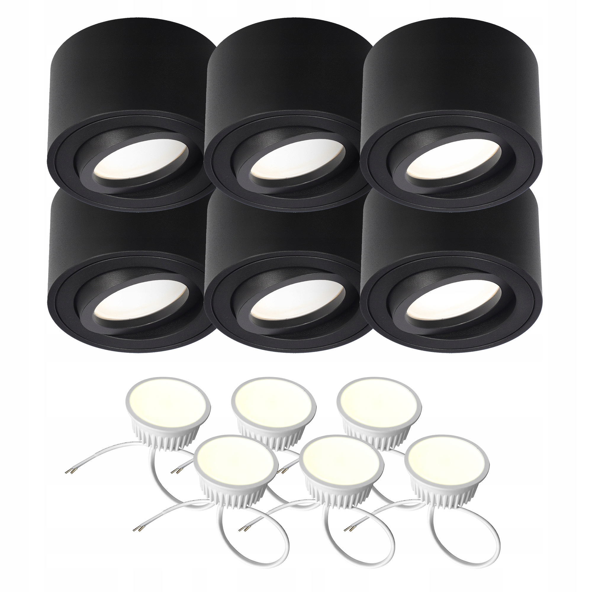 Edo 6x Oprawa Natynkowa Sufitowa Zalda Led 4,8W 4000K 500lm Ruchoma Czarna