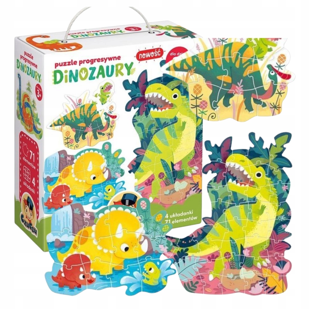 CzuCzu Dinozaury Puzzle Progresywne 71 elementy 4 Układanki 3+