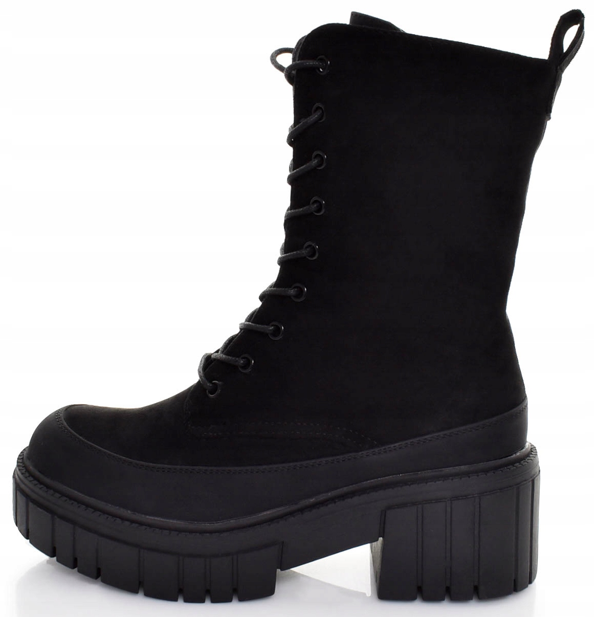 ZAMSZOWE SZNUROWANE DAMSKIE GLANY PLATFORMA