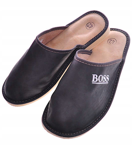 

Skórzane Kapcie Męskie Boss klapki 7890 41
