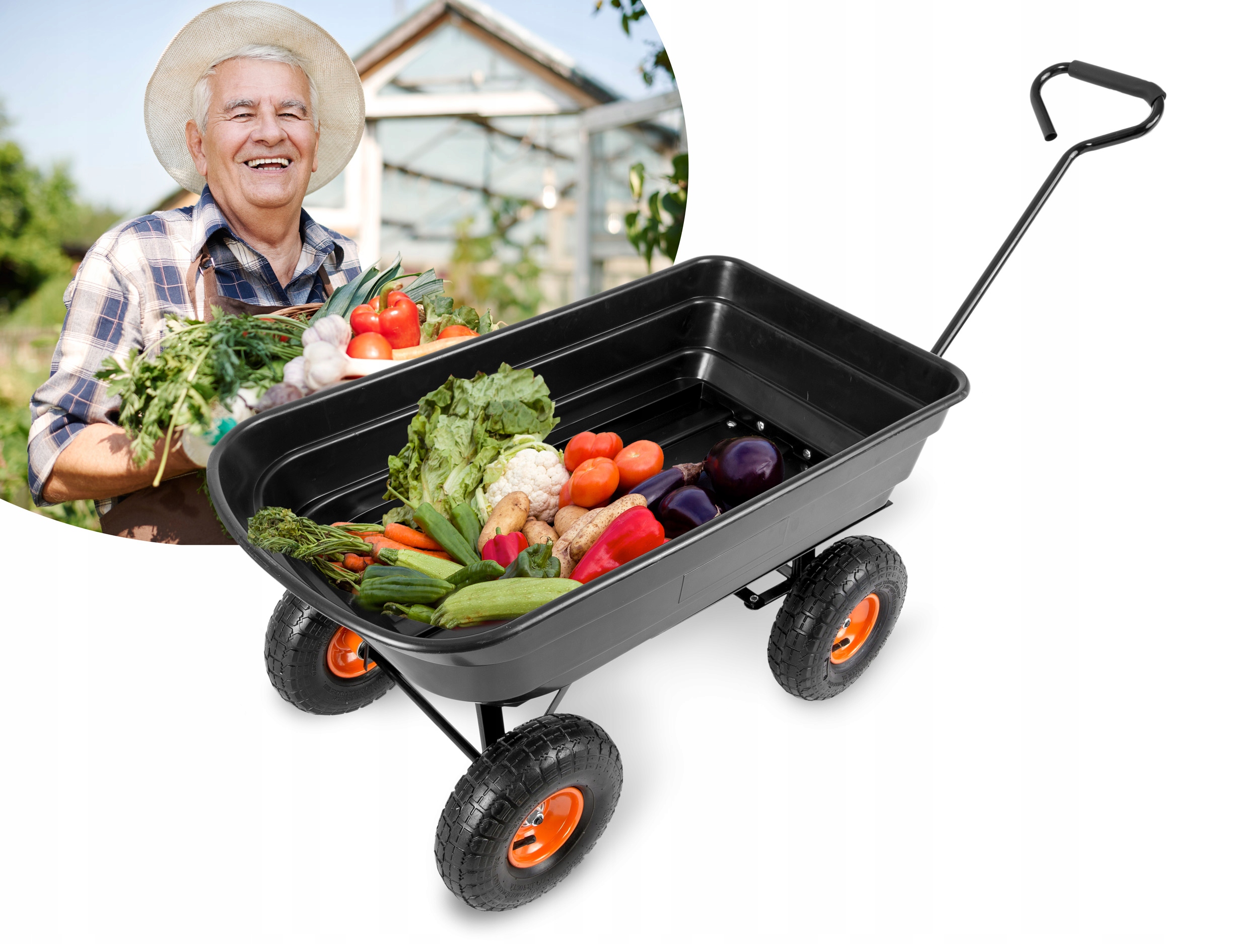 WÓZEK OGRODOWY Z WYWROTKĄ WYWROTKA TACZKA 75L Humberg 300 KG CZARNY Marka Humberg