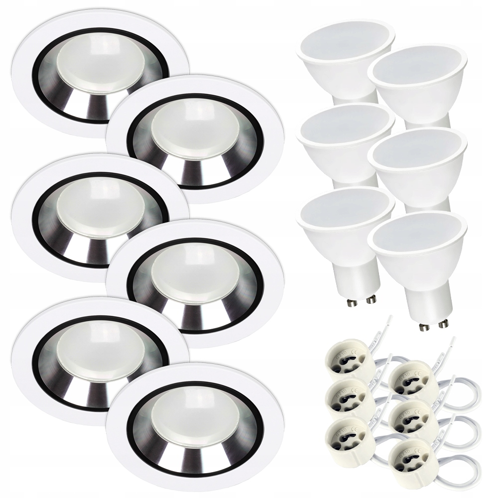 Oprawa halogenowa sufitowa oczko wpust żarówka GU10 7W 4000K