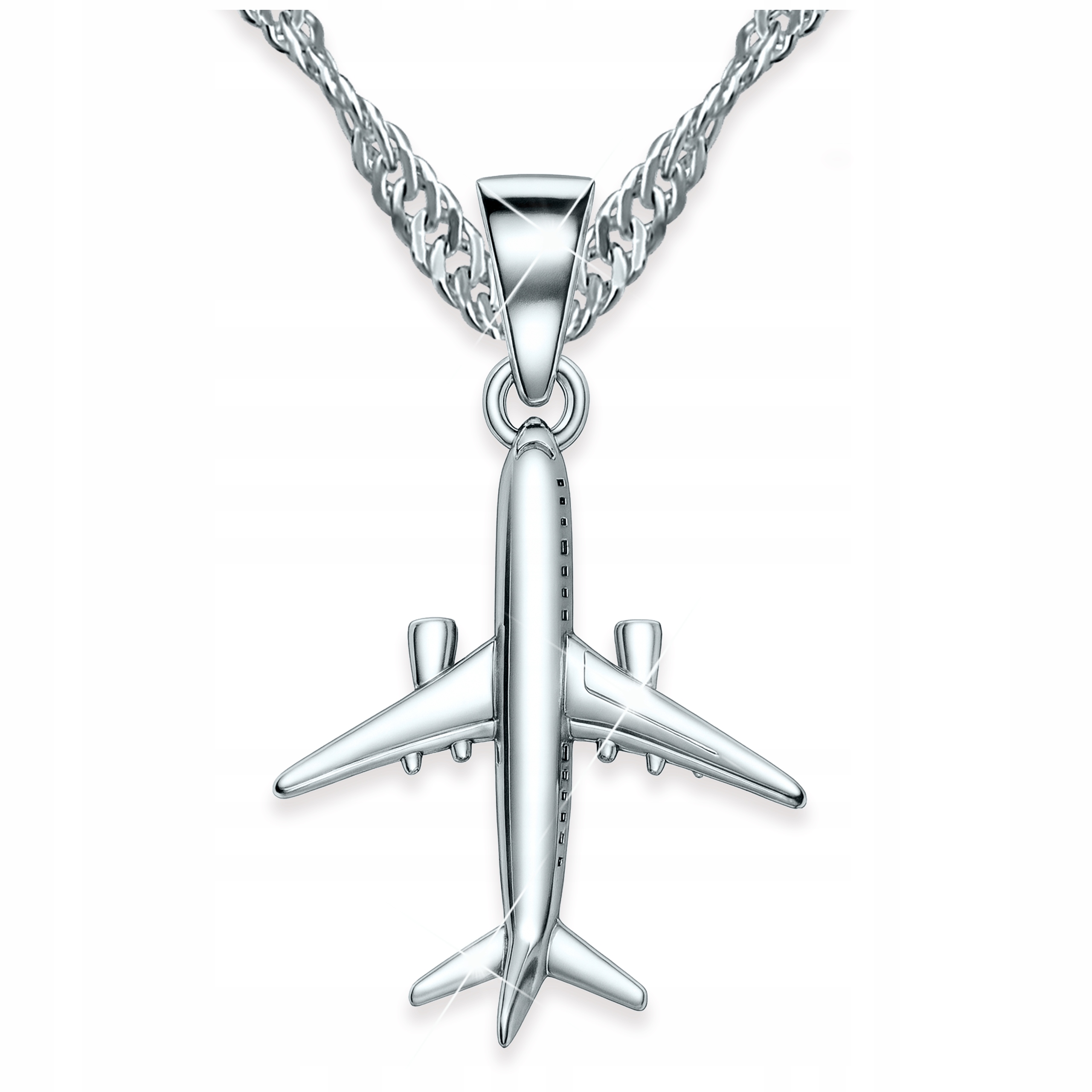 Stříbrný Náhrdelník s Letadlem Přívěsek Cestování Letadlo Letadélko Stříbro 925