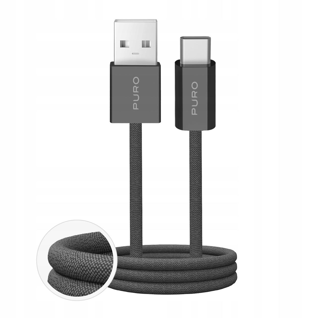 Kabel przewód Usb-a Usb-c w oplocie Fabrik 2.0 10W 1.5 m ciemnozielony