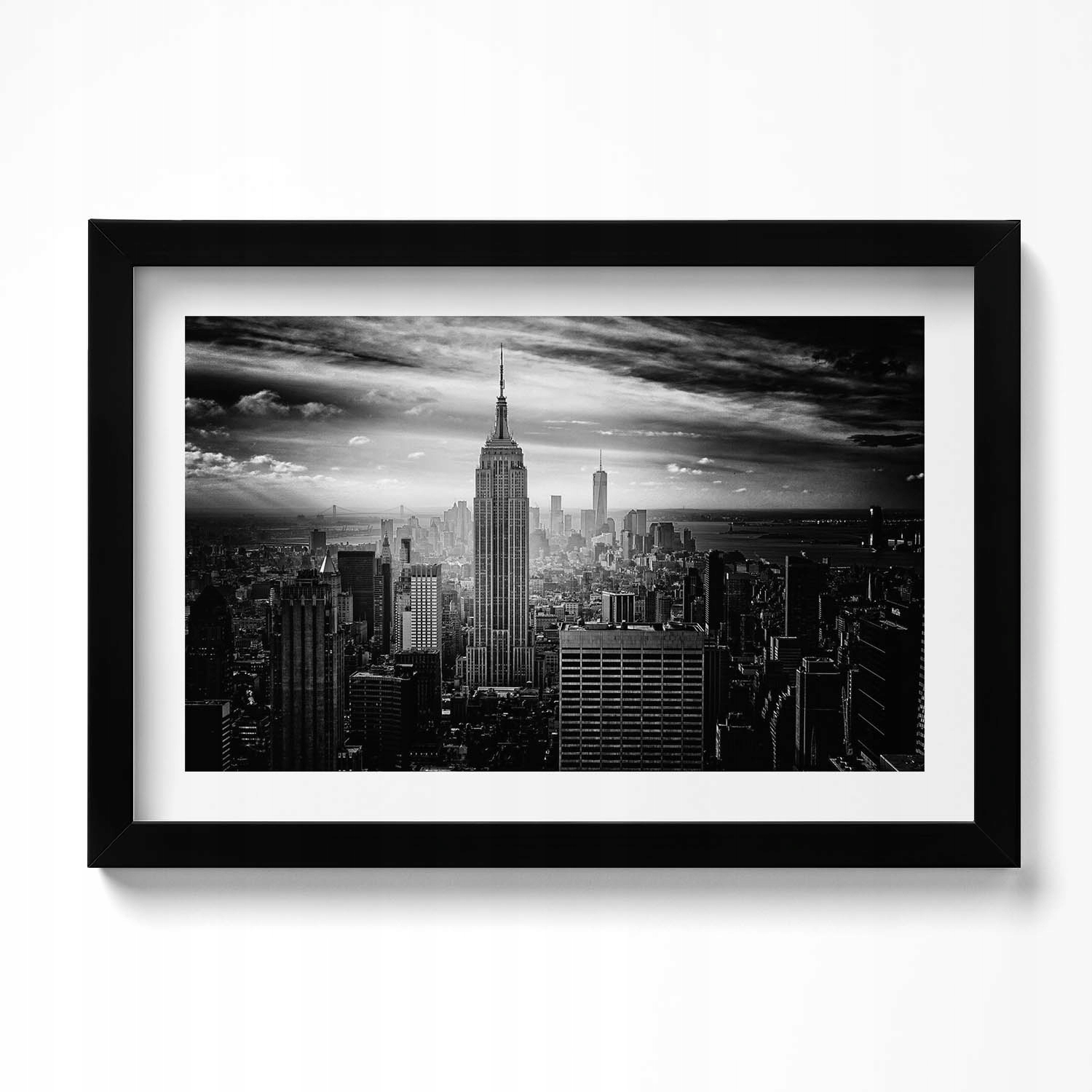 Dekorativní nástěnný obraz s rámem a loftovou grafikou Budovy New Yorku 30x20 cm