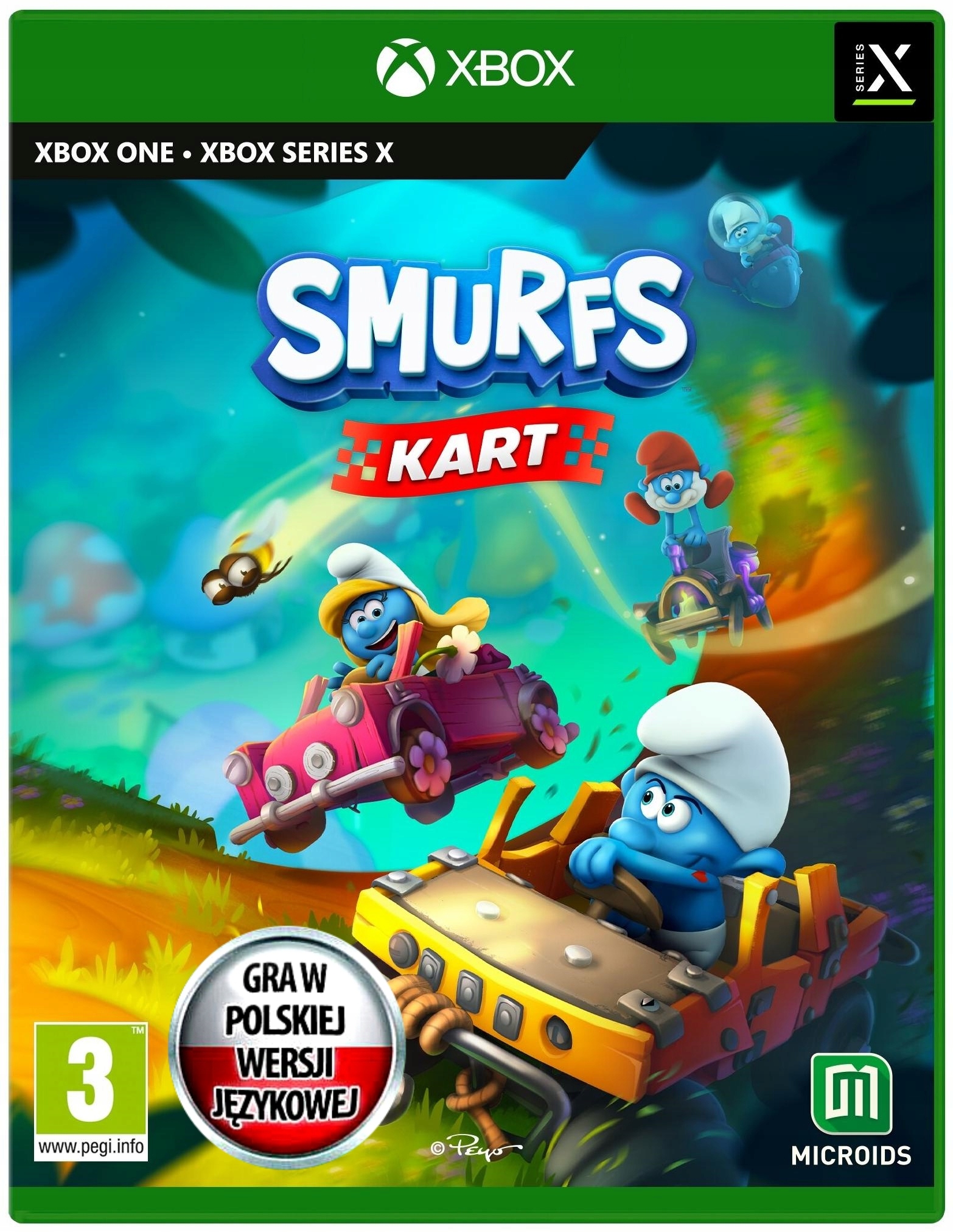 SMERFY KART SMURFS + ŁATKA NAKLEJKI - PL - XBOX ONE / SERIES X - Płyta