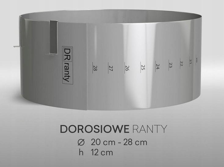 

Regulowany rant z podziałką, h12cm śr 20-28 cm Dr