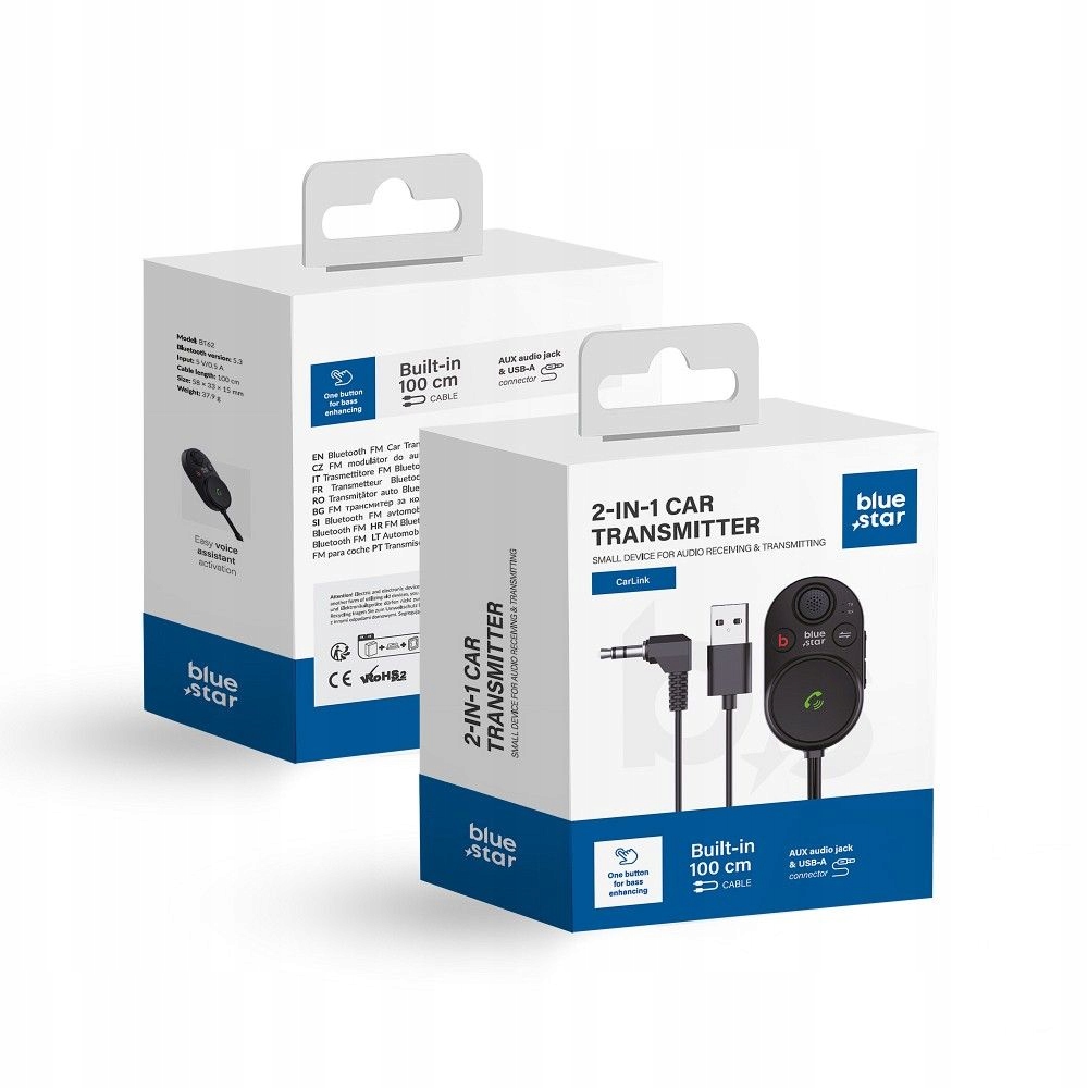 TRANSMITER AUX ZESTAW GŁOŚNOMÓWIĄCY ODBIORNIK BLUETOOTH 5.3 USB Model BT62