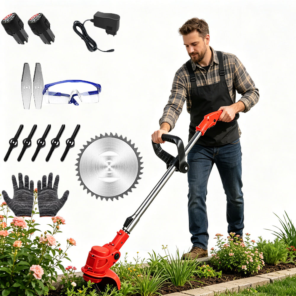 Akumulátorový Vyžínač Kosa Zahradní Sekačka Na Trávu Set 650W 2x Aku