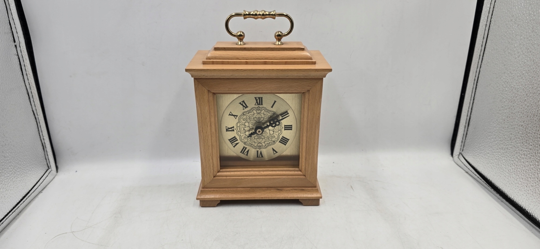 DREWNIANY ZEGAR KOMINKOWY JUNGHANS QUARTZ