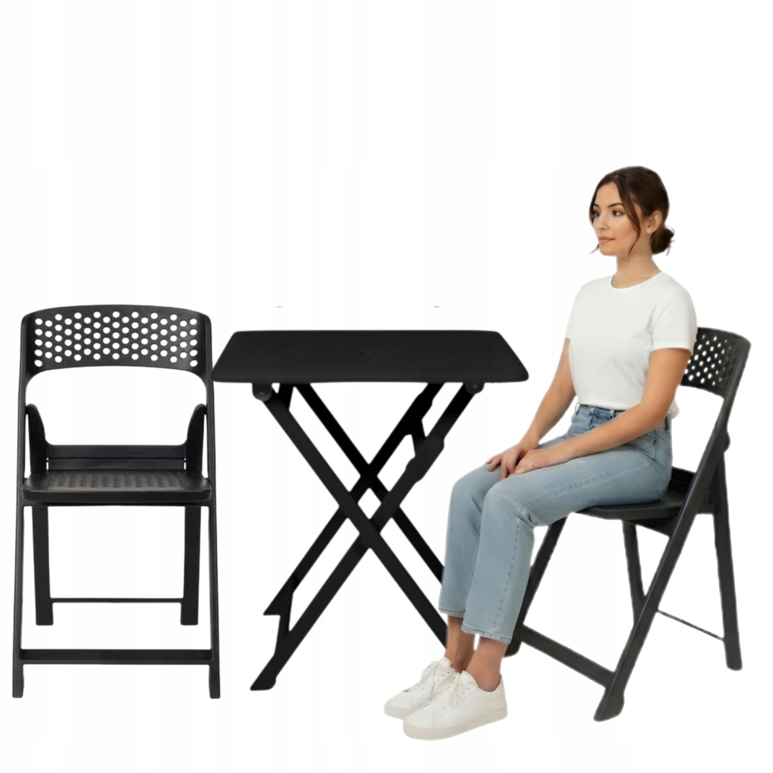 2x Skladacia stolička na balkón 46x44x76 cm Phoenix Flap skladací stolík