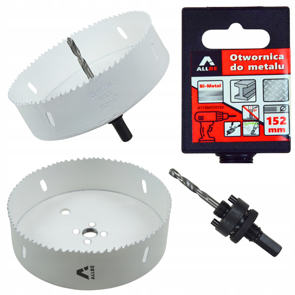 Otwornica Koronka Bimetalowa Do Metalu Stali Inoxa 152mm Z Adapter Uchwyt