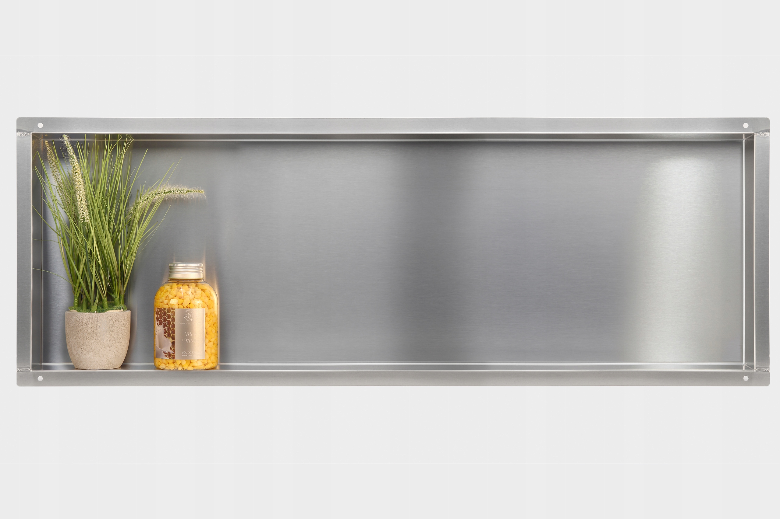 Výklenková polica Wall-box No Rim, Inox, 90x30x10 cm, bezrámová, vodotesná