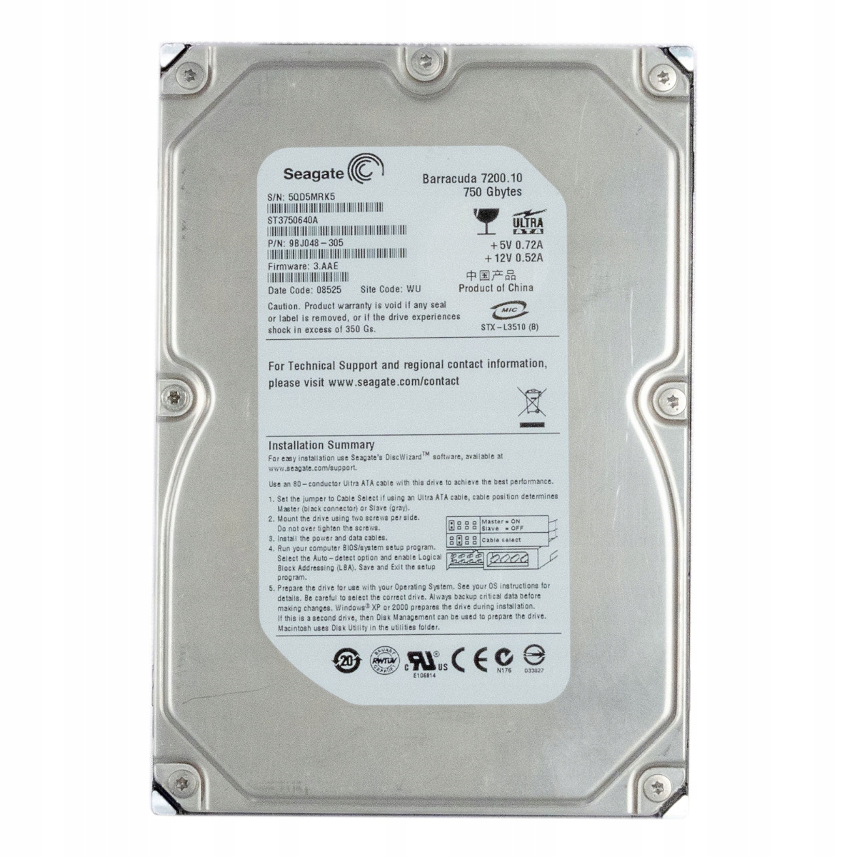 Seagate Barracuda 7200.10 750GB 7.2K 16MB Ata 3.5'' ST3750640A