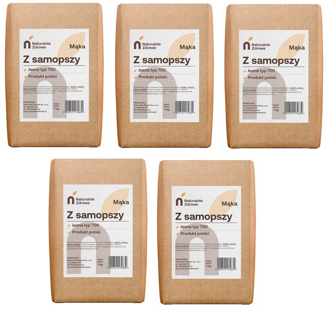 Mąka z Samopszy Jasna Typ 700 Naturalnie Zdrowe 5kg (5x1kg)