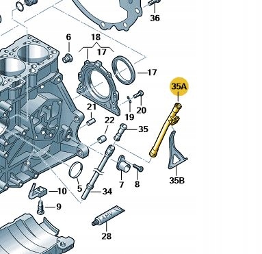 Nowy oryginalny lejek rurka bagnetu oleju VW AUDI Producent części Volkswagen OE