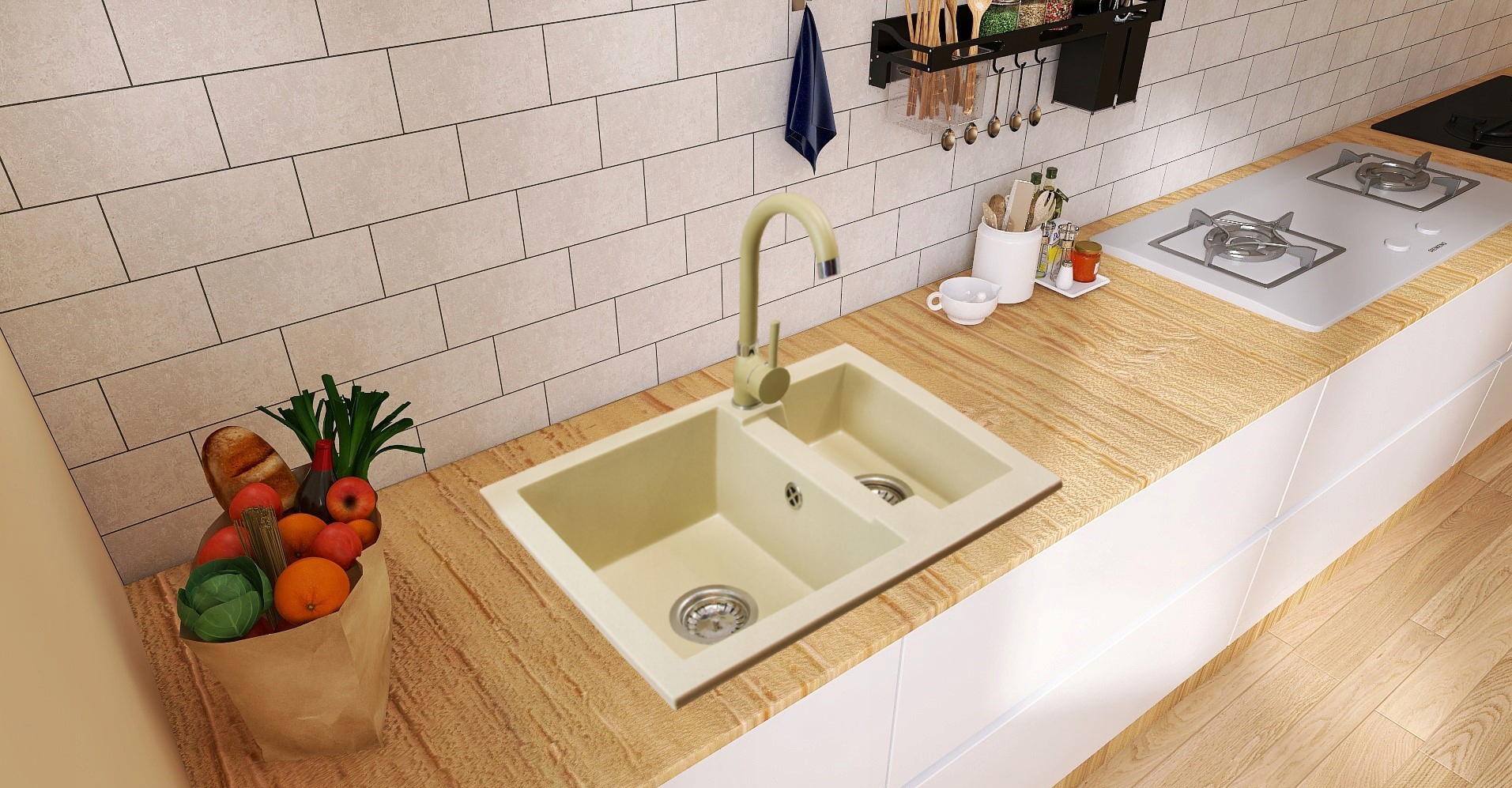 ZLEW ZLEWOZMYWAK GRANITOWY+BATERIA GRANITOWA+SYFON Liczba komór półtorakomorowy