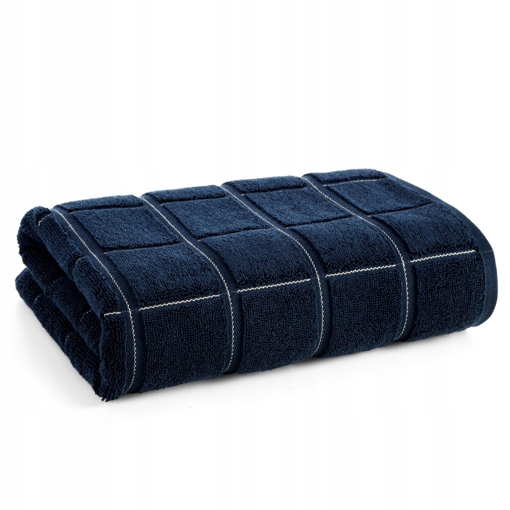 Koupelový ručník 100X150 tmavě modrý s reliéfním mřížkovým vzorem