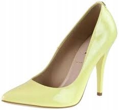 Kanárkové kožené lodičky na podpatku Sala 39,5