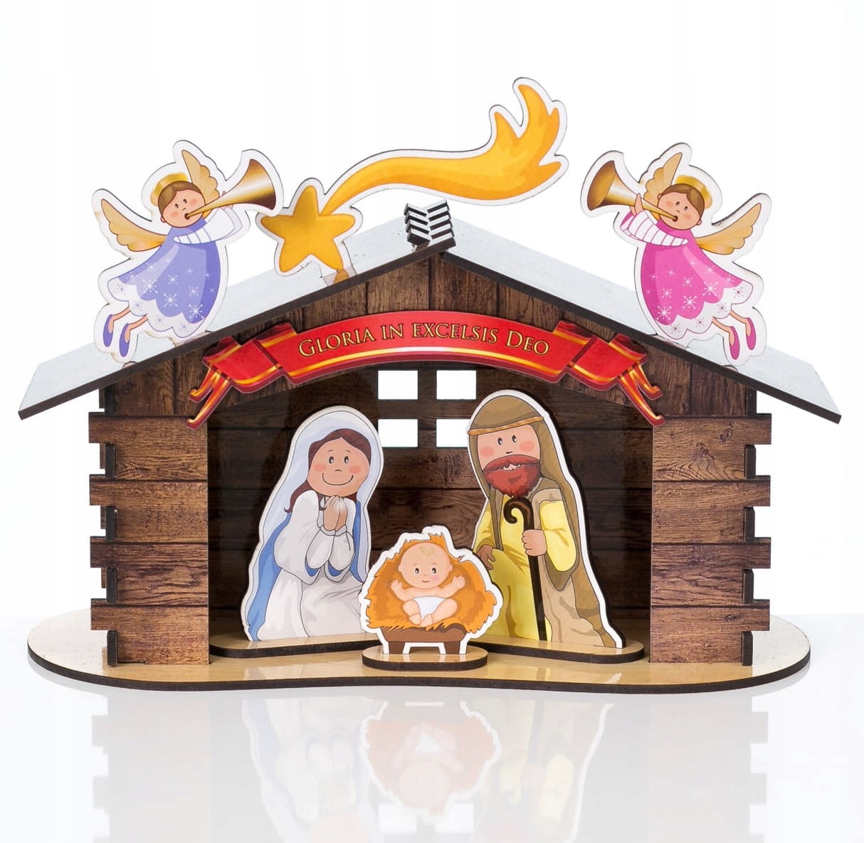 SZOPKA BOŻONARODZENIOWA SKŁADANA DREWNO 17 ELEMENT
