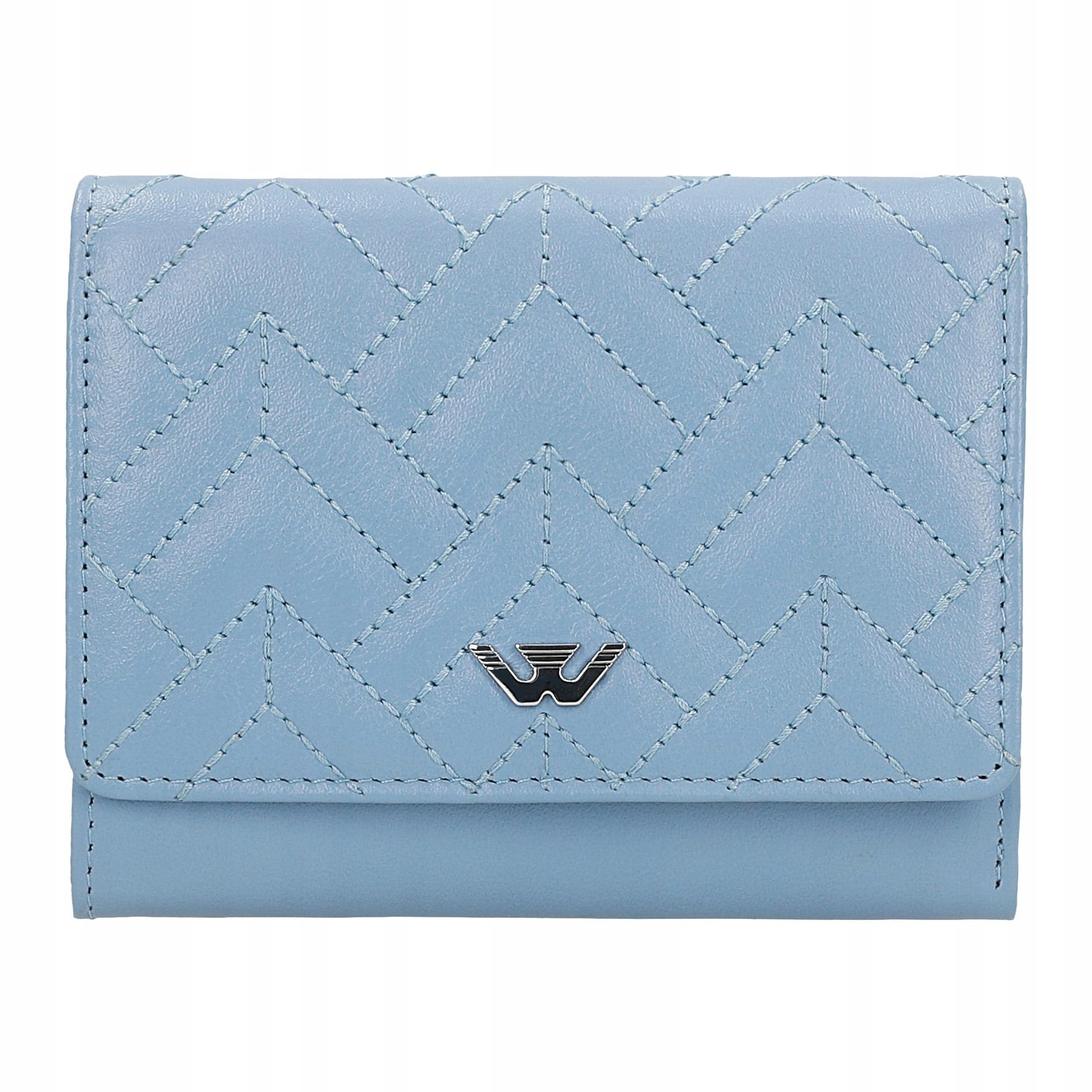 Portfel Damski Skórzany mały pikowany Skóra Naturalna niebieski Wojas