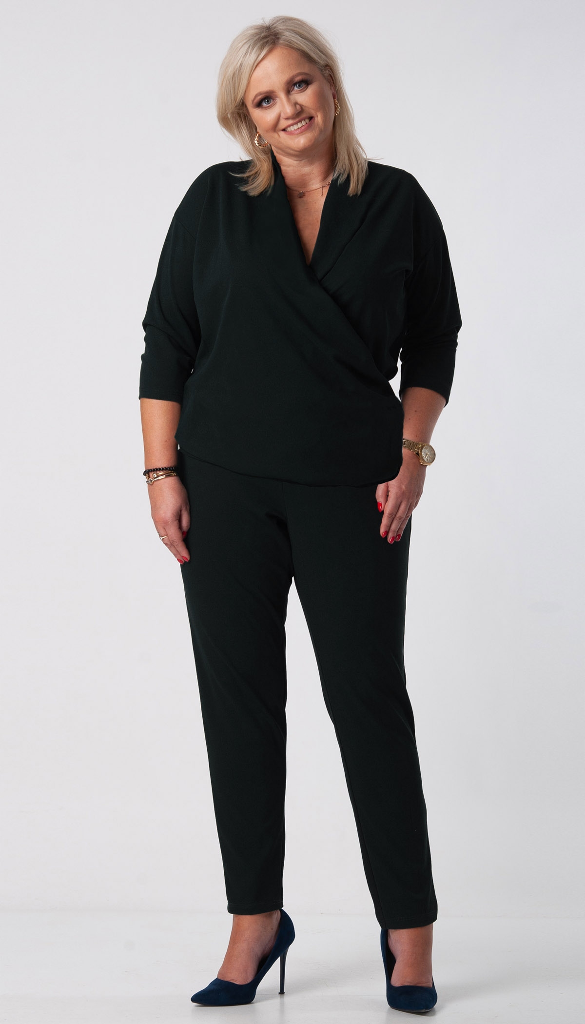 ELEGANCKI Kombinezon damski Plus Size WYSZCZUPLAJĄCY (44-54) 46 XXXL Model ANY045B_N