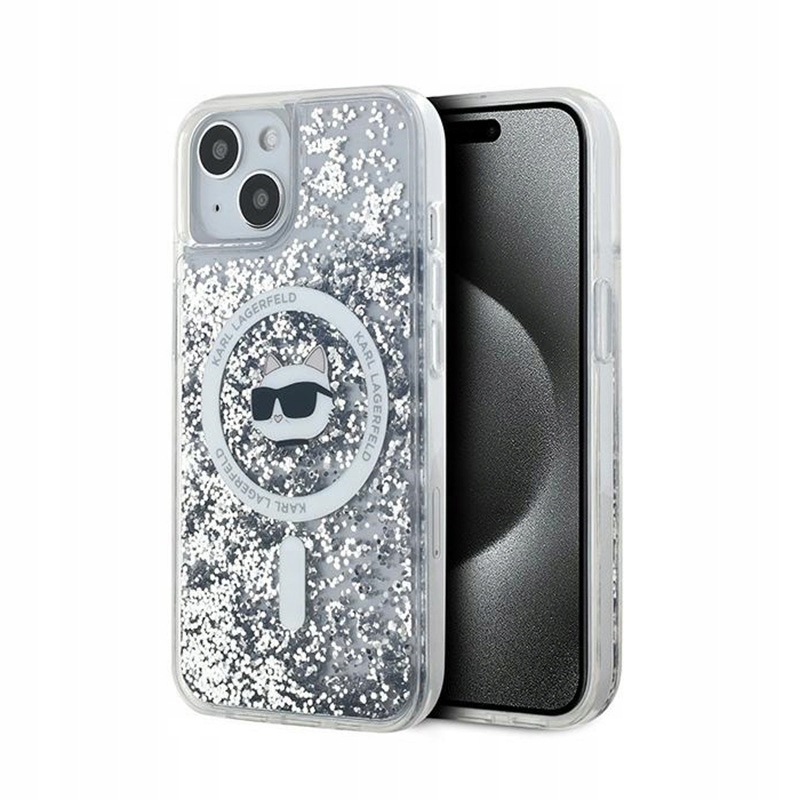 Karl Lagerfeld Liquid Glitter Choupette Head MagSafe – Pouzdro pro iPhone 13 (přechodné)